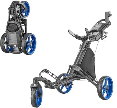 Lichtgewicht 3-wiel Golftrolley met 360° Draaibaar Voorwiel en Inklapmechanisme