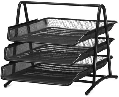 Ceruzo Brievenbak 3 Vakken - 3 Uitschuifbare Lagen - Postbak - Documenten Houder -Bureau Organizer -Metaal