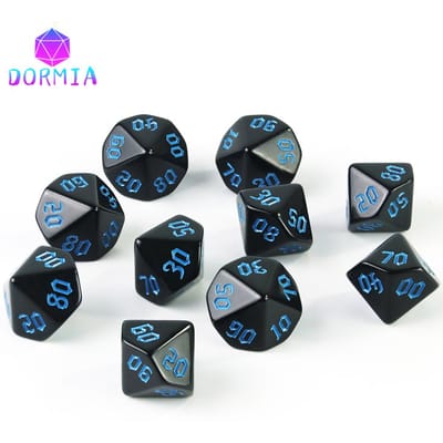 Dés à 10 faces pour jeux de rôle, matériau de haute qualité, dés D10 (00-90) Styles de polices rétro incroyables conçus pour le jeu de rôle Pathfinder Utilisation pratique