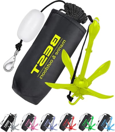 Kayak Anker Kit - Watersport Anker - Veilig Aanleggen - Verbeterde Corrosiebestendigheid - 16 kg - Geel