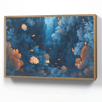 Wandlamp 90x60 cm - Oplaadbaar - Koraalrif - Vissen - Oceaan - Blauw - Wandlampen binnen woonkamer - Slaapkamer lamp - Decoratieve nachtlamp - Vloerlamp draadloos