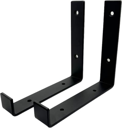 Maison DAM 2x Plankdrager L vorm up - Plankdrager – 15cm – Mat zwart - Incl. bevestigingsmateriaal + schroefbit