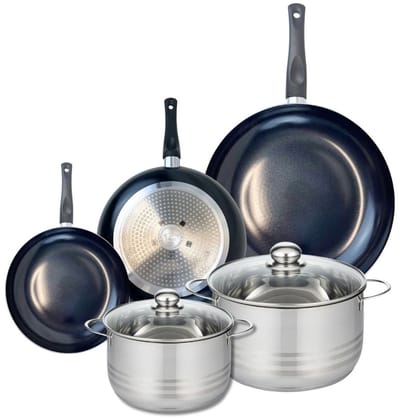 Set van 3 Kookpannen 20, 24 en 32 cm en 2 braadpannen 20 en 24 cm Elo Prima Brillant