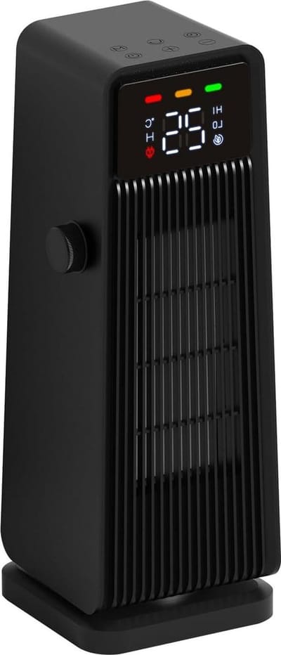 Elektrische kachel 4 Snelheden Kinderslot Windrichtingverstelling LED-Display - Energiebesparend - Luchtverhitter Voor Badkamer Camping Kantoor - Thermostaat Oververhittingsbe (zwart)