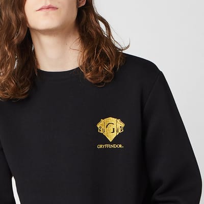 Harry Potter Gryffindor Unisex Embroidered Sweatshirt - Black - S