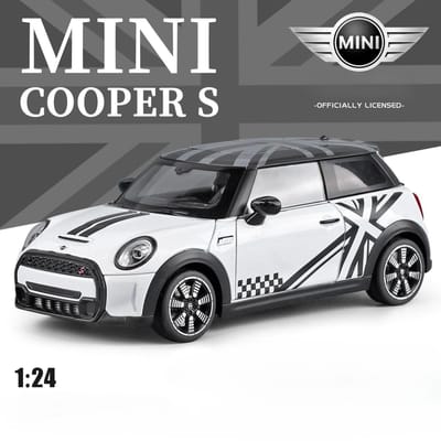 Officieel gelicentieerd 1:24 Mini Cooper Lichtmetalen Auto Model Diecast Speelgoedvoertuig Met Pull Back Licht Geluid Collectie Miniature Voiture