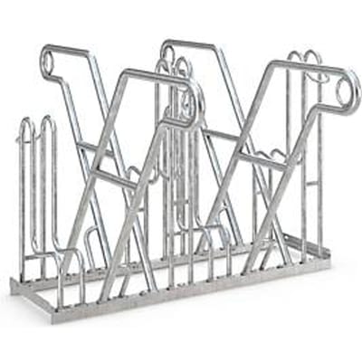 Fietsenrek WSM, 2-zijdig, voor banden tot B 55 mm, B 1080 x D 390 x H 800 mm, staal gegalvaniseerd, 4 parkeerplekken