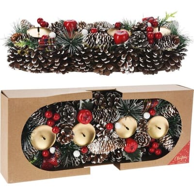 Koopmans Koopman Adventskrans met Kaarsenhouder - 40 cm, Dennenkegelontwerp