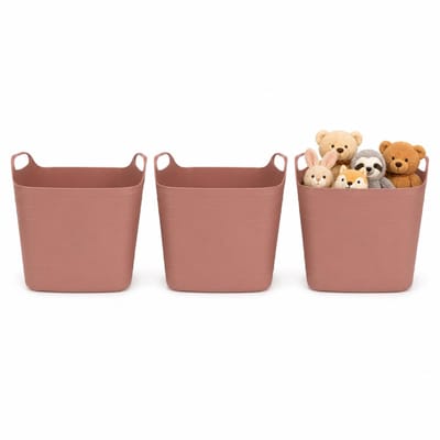 Excellent Houseware Flexibele emmer - 3x - oudroze - 15 liter - kunststof - vierkant - 37 x 30 cm