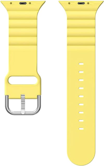 Sportief Horlogebandje voor "Heren" Apple Watch Series 1/2/3 in 42 mm & Series 4/5/6/SE in 44 mm & Series 7/8/9 in 45 mm & Serie 10 in 46mm & Ultra 1 en 2 in 49mm - Geel Rubber