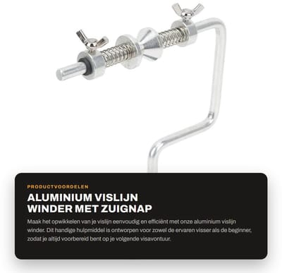 Dailygoods- Vislijnwinder Aluminium - Verstelbare Winder - Zuignap - Beugel - Vissysteem - Schokbestendig - Maximaal 7cm Dikte - Lijnwinder