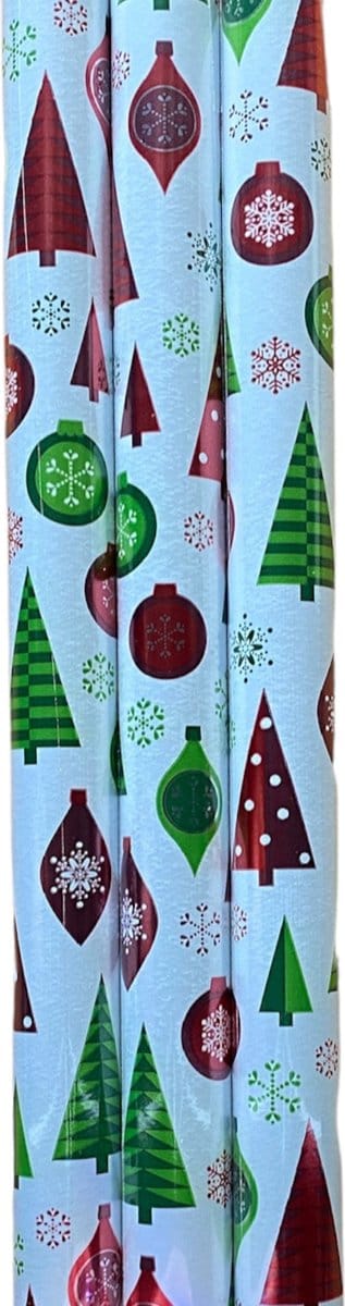 FESTIVE GIFTS Inpakpapier - Cadeaupapier - 200 x 70cm - 3 rollen - Kerst - Luxe Cadeauverpakking - Kleurrijk