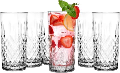 Glasmark Longdrinkglazen - 6x - Diamond - 350 ml - glas - waterglazen - sap/water/mixglazen