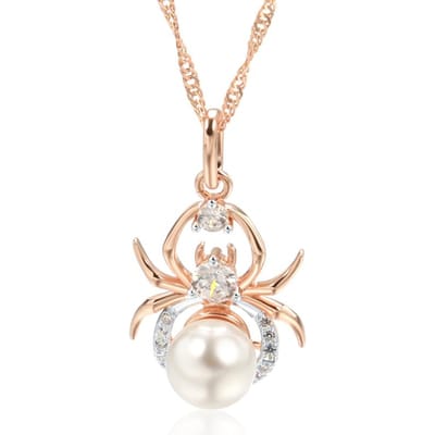 Punk Spin Hanger Parel Ketting Voor Vrouwen Mode Roségoud Kleur Mix Party Hanger Dagelijkse Fijne Sieraden beige