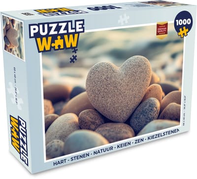 Puzzel Hart - Stenen - Natuur - Keien - Zen - Kiezelstenen - Legpuzzel - Puzzel 1000 stukjes volwassenen