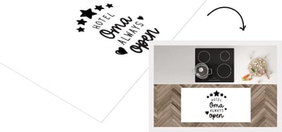 Keukenloper - Loper keuken - Spreuken - Quotes Hotel Oma - Grootouders - Moederdag - Zwart - Wit - 120x60 cm - Keukenloper vinyl