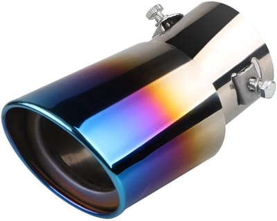 SPHProducts - Auto Gepolijst Roestvrij Staal Uitlaatstaart - Uitlaatpijp Tip voor Modificatie - Gebogen Blauw - Universaal - Geschikt voor Diverse Voer...
