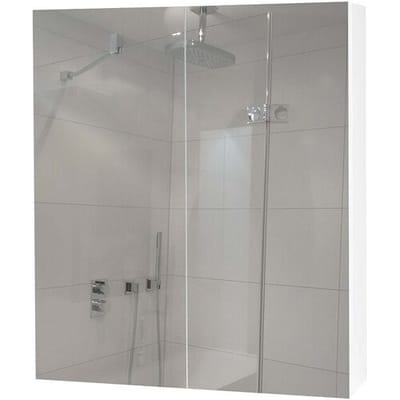 Spiegelkast MCW-B19b, badkamermeubel wandmeubel, 2 planken hoogglans MVG-gecertificeerd 70x60x16cm ~ wit