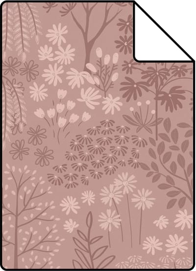Proefstaal ESTAhome behang bomen en bloemen terracotta roze - 50 x 900 cm - 131647-S