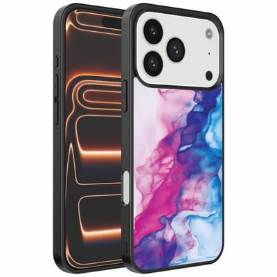 Geschikt voor iPhone 17 Pro Max Telefoonhoesje met Roze Blauw Marmer Opdruk - TPU Backcover Case Rose Blue Marble Design - Smartphonica geschikt voor iPhone 17 Pro Max