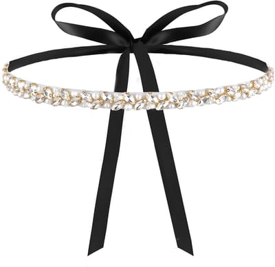 Allecto - Handmade Bridal Belt - Crystal Wedding Belt - Elegante Sierband voor Bruidsjurk - Zwart - Trouwbelt - Perfect voor Bruidsmode - Sash Decor