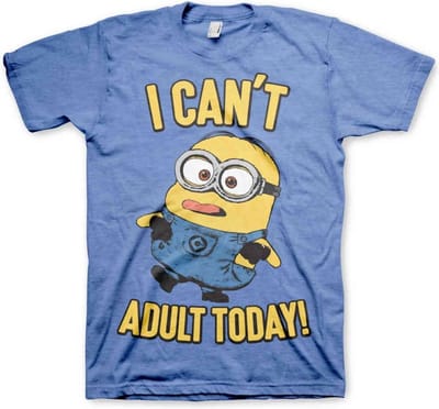 Minions Heren Tshirt -S- I Can't Adult Today Blauw