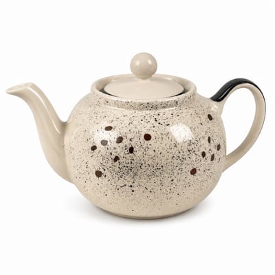 Theepot Mokka Spikkel 1200 ml – handgeschilderde keramieken theepot met spikkeldesign