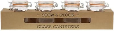Kruidenpotjes / Voorraad potjes - Transparant - Glas - Set van 4