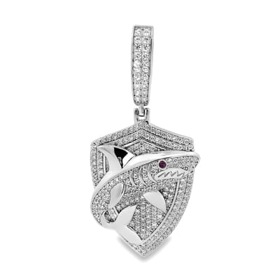 Juwelier Zwartevalk - Zilveren (gerhodineerd) haai hanger met zirkonia stenen - 24.350