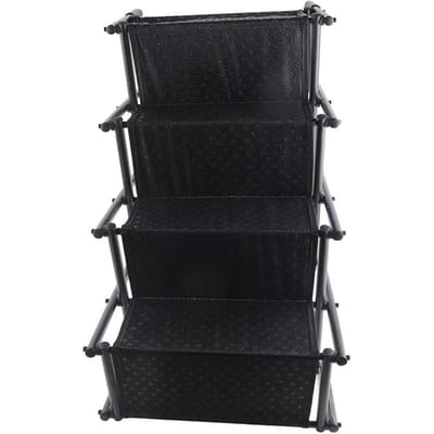 Huisdier Auto Ladder Opvouwbaar Anti-slip Draagbaar Metalen Frame Pootafdruk Hond Kat Trapladder voor Vrachtbak Bank black