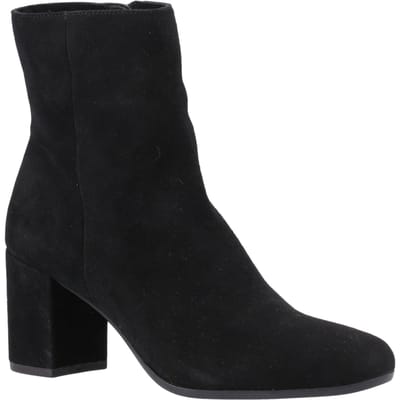 Hush Puppies Octavia Dames Zwarte Suède Enkellaarzen Met Hak