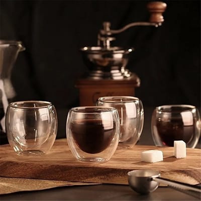 Dubbelwandige koffieglazen - espresso glazen - 80ML - set van 6 - IXEN
