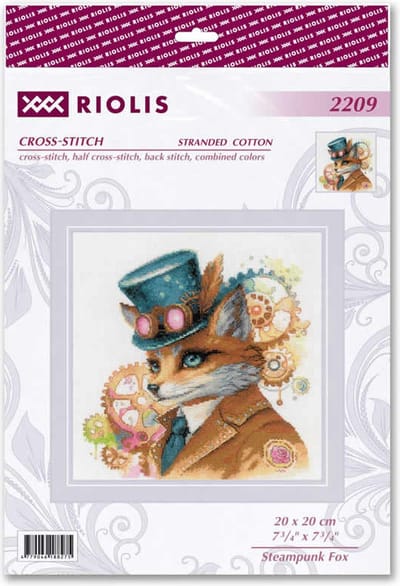 Riolis borduurpakket steampunk vos - Kruissteek, halve kruissteek & platsteek - 2209