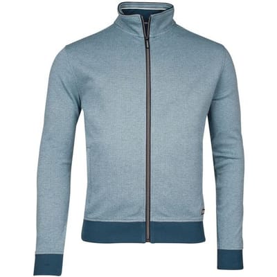 Baileys Vest Sweat Cardigan Zip Yarn Dyed Jacquard Doubleface Interlock Pastel Blauw / male