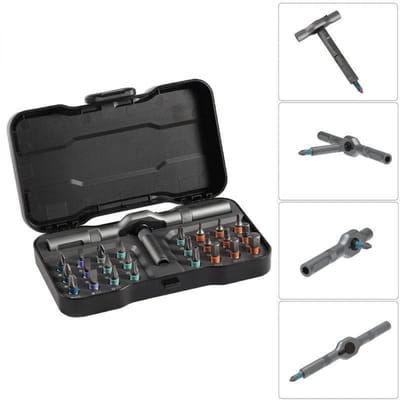 24-in-1 multifunctionele schroevendraaierset, 1 set magnetische schroevendraaiers met verwisselbare vormen, compacte en draagbare ratelschroevendraaierset, gereedschapskit voor huisreparaties