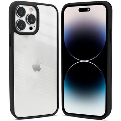 Coverzs telefoonhoesje geschikt voor Apple iPhone 14 Pro Max hoesje - doorzichtig acryl telefoonhoesje met gekleurde silicone rand - optimale bescherming - zwart