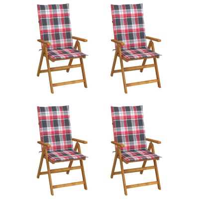 vidaXL - Inklapbare - stoelen - 4 - st - verstelbaar - met - kussens