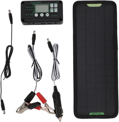 Zonnepaneel Acculader - Zonneoplader - Accu Onderhoud - Waterdicht Ontwerp - 12 V - Zwart
