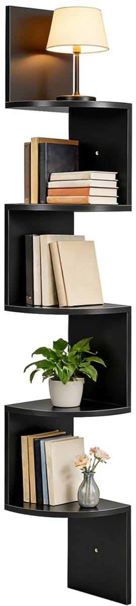 VASAGLE - Wandplank - Hoekplank - 5 Niveaus - Zwevend - Boeken Planten Slaapkamer Woonkamer Badkamer