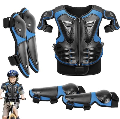 Kinder Crossmotor Gear - Jeugd Bescherming - Buiten Sporten - 5-delige Set - Universele Maat - Blauw Zwart