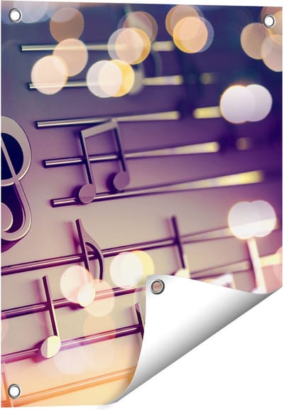 Gards Tuinposter Illustratie van Muzieknoten - Abstract - 40x50 cm - Tuindoek - Tuindecoratie - Wanddecoratie buiten - Tuinschilderij