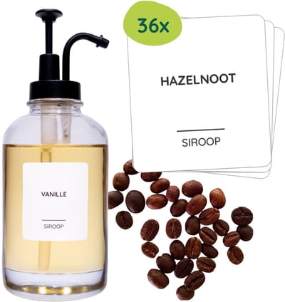 Keuken labels koffiesiroop & koffie - Voorraad etiketten - Wit