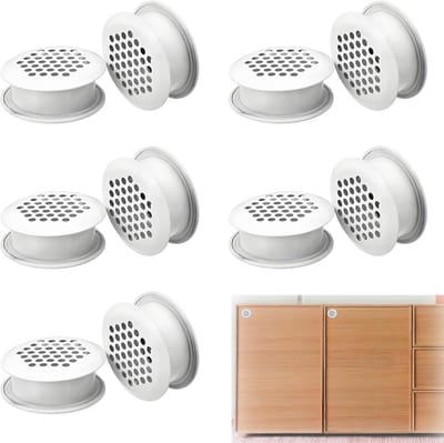 Ronde Ventilatie Rooster Wit - RVS Afzuighendel voor Kast, Lade of Garderobe