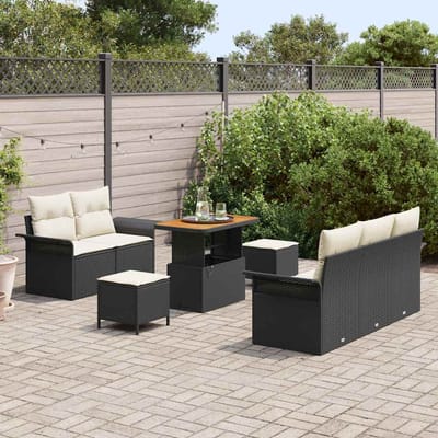 vidaXL - Tuinbank - Set - 8 - st - 7-Aantal - zitplaatsen - Zwart - en - Crème