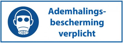 Ademhalingsbescherming verplicht tekstbord - kunststof 200 x 75 mm