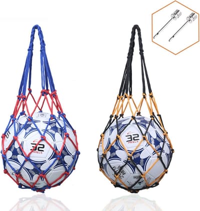 SnelShoppen - Ballen Net voor Voetbal en Basketbal - Draagbare Sport Ballen Net met Hoge Dikte Handvatten - Inclusief 2 Ballenhoezen en 2 Luchtpomp Na