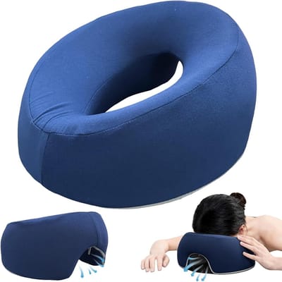 Ergonomisch gezichtskussen van traagschuim voor ontspannende massages, ademend en wasbaar, ideaal voor spa en thuisgebruik, marineblauw