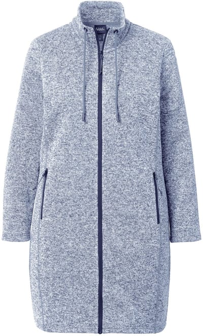 Ulla Popken - Dames - Jas van gebreide fleece opstaande kraag langer model - Hemelsblauw - Maat 46+