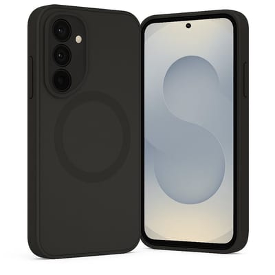SnapSkin Hoesje geschikt voor Samsung Galaxy S25 - Geschikt voor MagSafe Case - Semi-Transparant Zwart