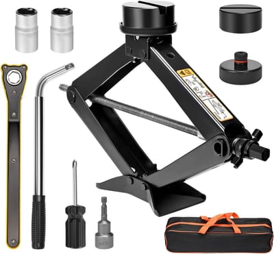 Hydraulische Krik 3T/3000KG voor Auto's, Verstelbaar van 10-45cm, Inclusief 2 Rubber Pads en Noodkit voor SUV, MPV en Tesla